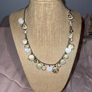 Lia Sophia gold, crystal and pearlized shell necklace